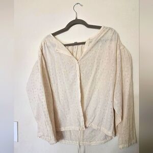 FREE PEOPLE Cream Women's Top LAYERING BUTTON UP